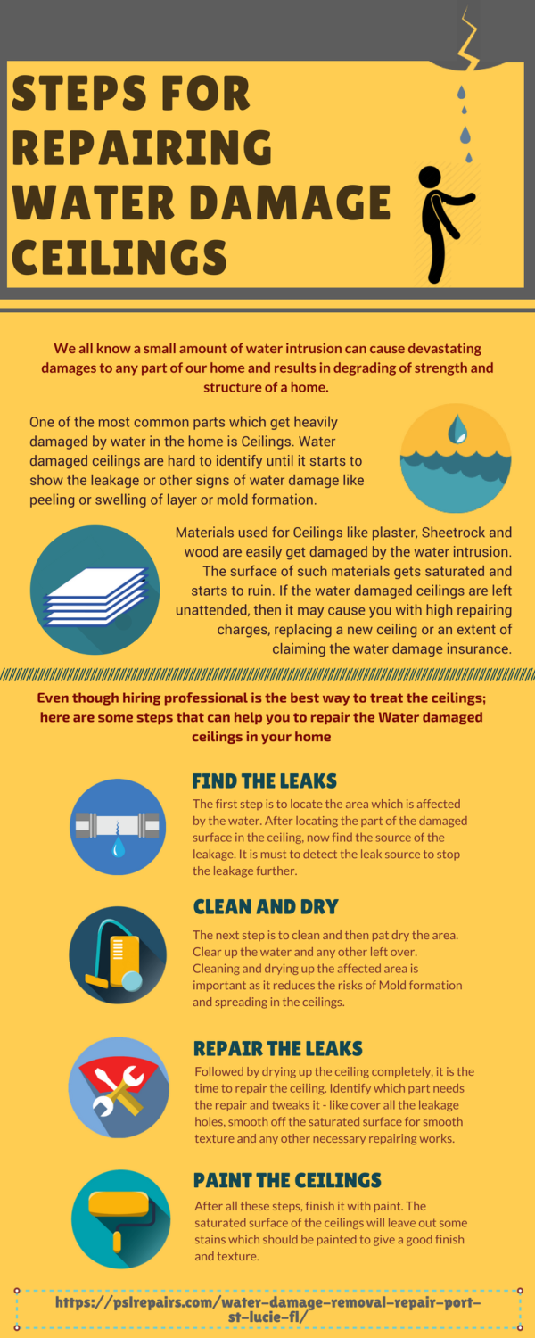 Steps For Repairing Water Damage Ceilings Latest Infographics